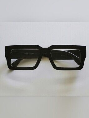 Black Glasses with Gold Accents